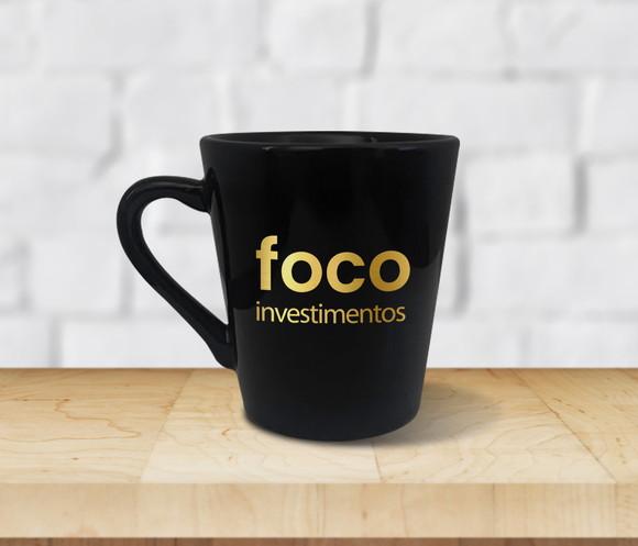 Caneca Preta Personalizada Tulipa 120ml - Kit 100 Unidades