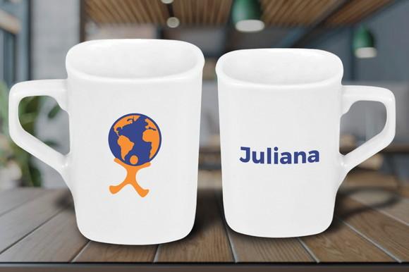 Caneca Quadrada Personalizada 160ml Porcelana - 50 Unidades