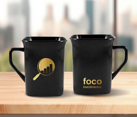 Caneca Quadrada Preta Personalizada 230ml