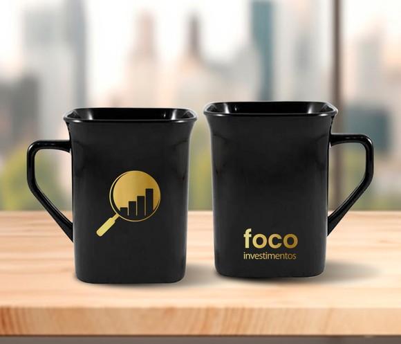 Caneca Quadrada Preta Personalizada 230ml