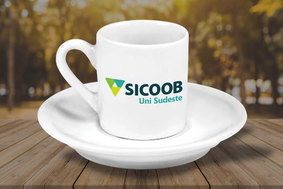 Xicara Mini com Pires Personalizada 55ml 48 Unidades