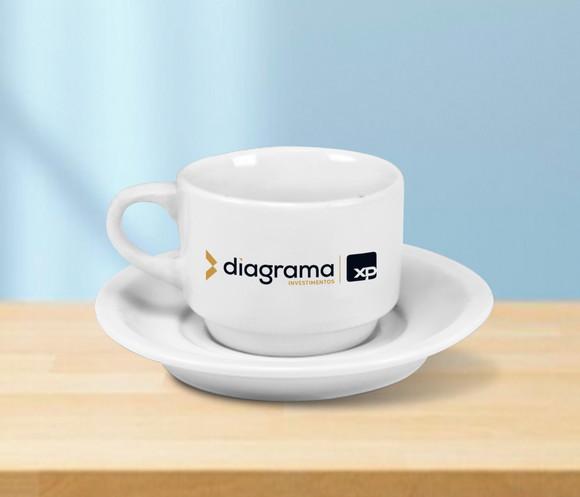Xicara Personalizada Empilhável com Pires 170ml - 12 Unidade