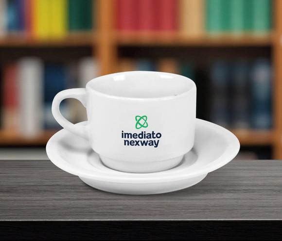 Xicara Personalizada Empilhável com Pires 170ml - 12 Unidade