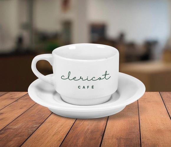 Xicara Personalizada Empilhável com Pires 170ml - 24 Unidade