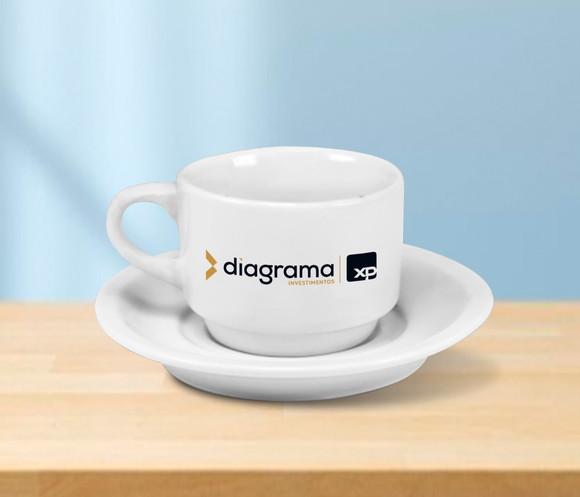 Xicara Personalizada Empilhável com Pires 170ml - 48 Unidade