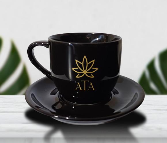 Xicara Preta Personalizada de Porcelana 170ml - 100 Unidades