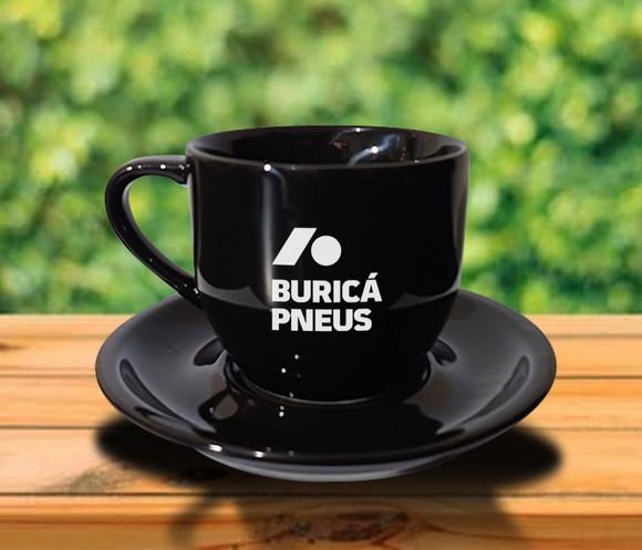 Xicara Preta Personalizada de Porcelana 95ml - 12 Unidades
