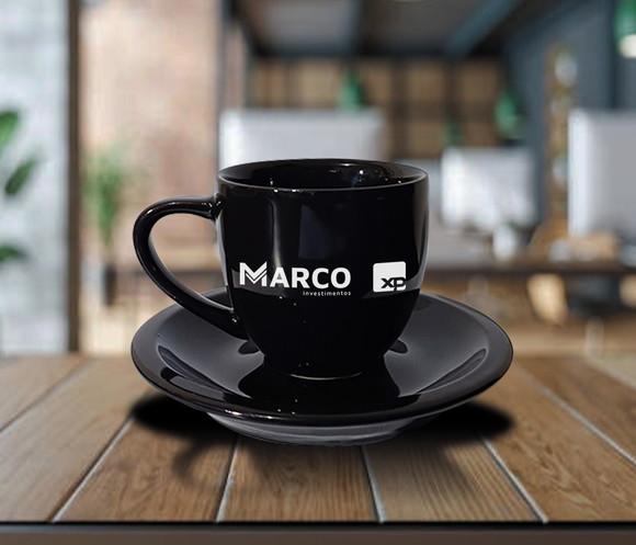 Xicara Preta Personalizada de Porcelana 95ml - 200 Unidades