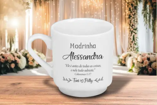 Caneca Personalizada Casamento Padrinhos 220ml 24 Unidades