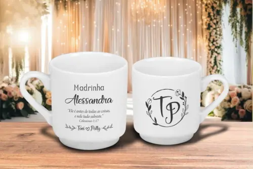Caneca Personalizada Casamento Padrinhos 220ml 48 Unidades