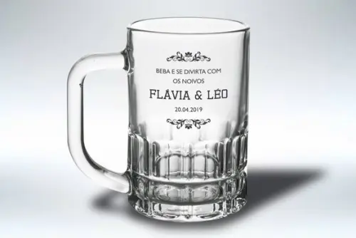 Caneca Personalizada de Chopp Vidro 300ml - Kit 48 Un.