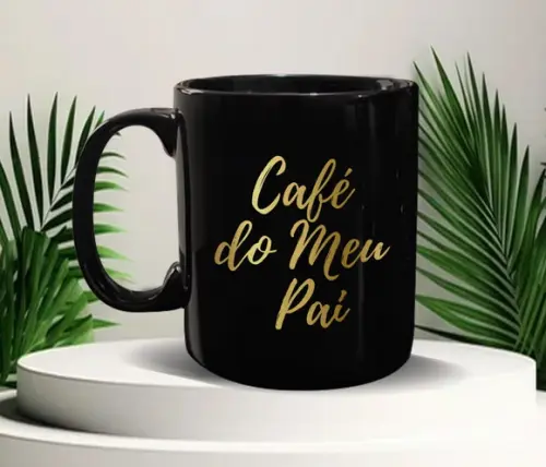 Caneca Personalizada Preta de Porcelana 300ml - Kit 12 Un.