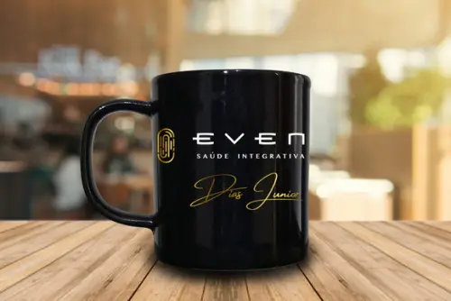 Caneca Personalizada Preta de Porcelana 300ml - Kit 12 Un.