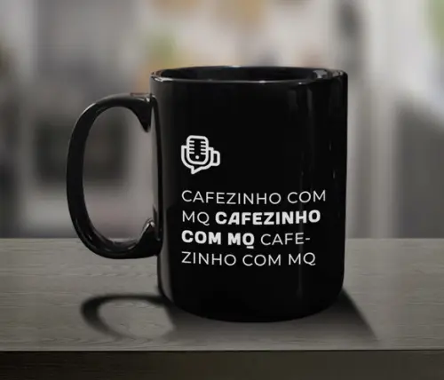 Caneca Personalizada Preta de Porcelana 300ml - Kit 48 Un.