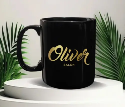 Caneca Personalizada Preta de Porcelana 300ml Kit 100un.