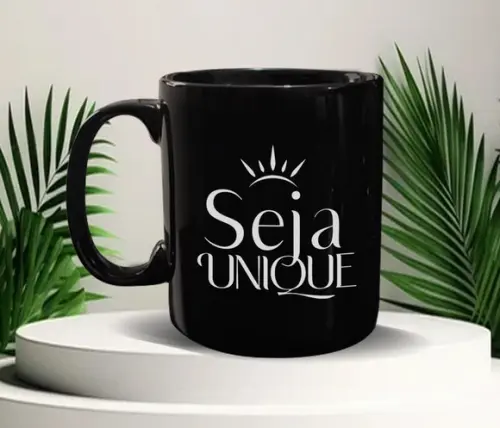 Caneca Personalizada Preta de Porcelana 300ml Kit 100un.
