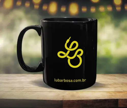 Caneca Personalizada Preta de Porcelana 300ml Kit 100un.
