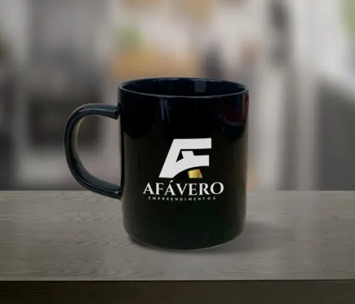 Caneca Preta Personalizada 200ml de Porcelana