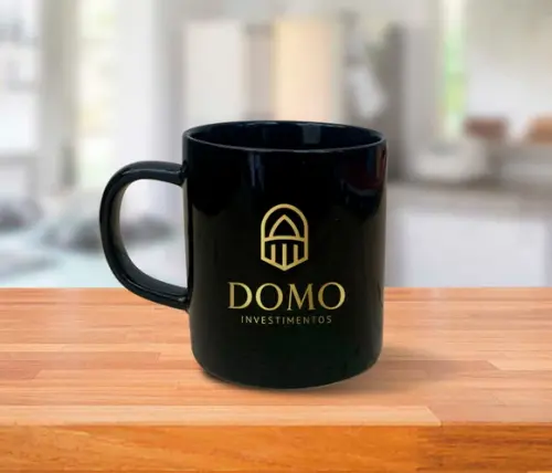 Caneca Preta Personalizada 200ml de Porcelana