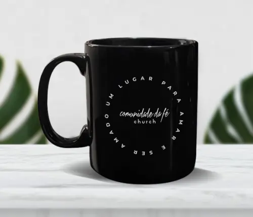 Caneca Preta Personalizada 300ml - 48 Unidades