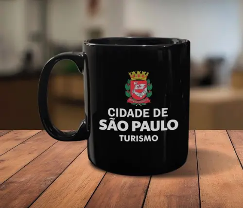 Caneca Preta Personalizada 300ml - Kit 48 Unidades