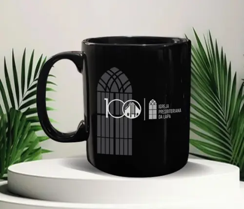 Caneca Preta Personalizada de 300ml - Kit 100 Unidades