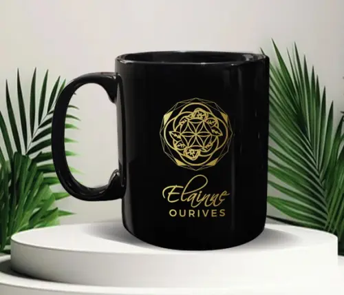 Caneca Preta Personalizada de 300ml - Kit 100 Unidades
