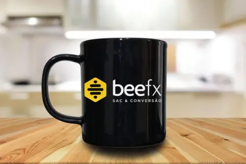 Caneca Preta Personalizada de 300ml - Kit 48 Unidades