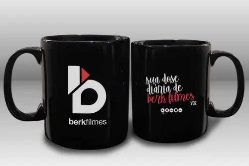 Caneca Preta Personalizada de Porcelana 300ml - 12 Unidades