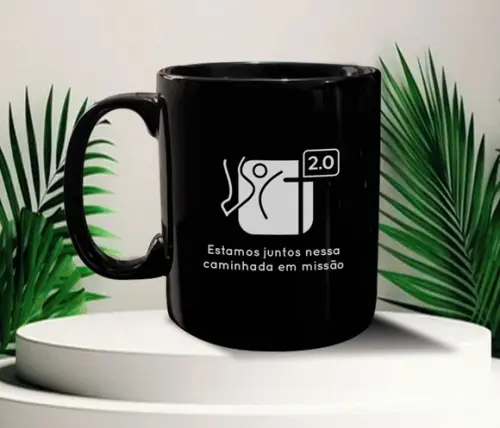 Caneca Preta Personalizada de Porcelana 300ml - 150 Unidades
