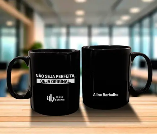 Caneca Preta Personalizada de Porcelana 300ml - 150 Unidades