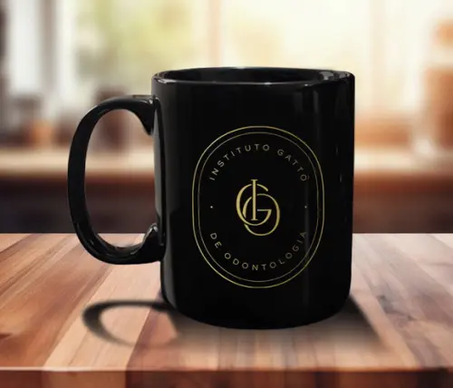 Caneca Preta Personalizada de Porcelana 300ml - 24 Unidades