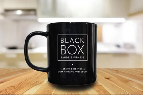 Caneca Preta Personalizada de Porcelana 300ml - 48 Unidades