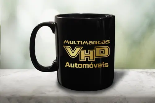 Caneca Preta Personalizada de Porcelana 300ml - 48 Unidades