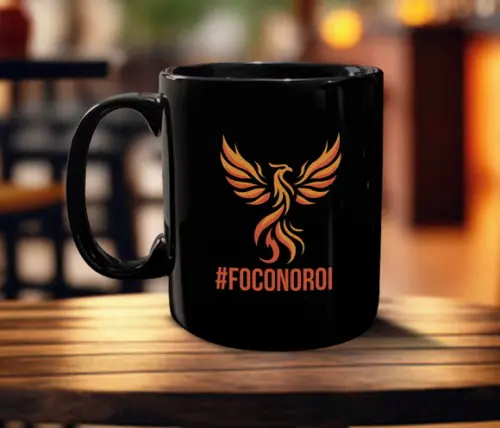 Caneca Preta Personalizada de Porcelana 300ml - 50 Unidades