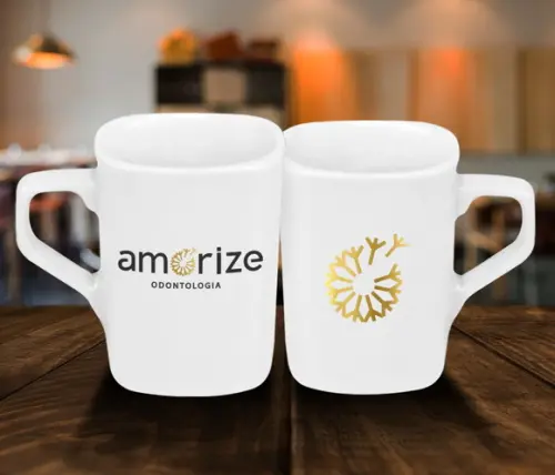 Caneca Quadrada Personalizada 160ml Porcelana - 100 Unidades
