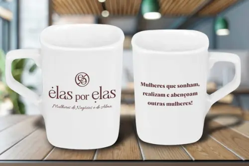 Caneca Quadrada Personalizada 160ml Porcelana - 50 Unidades