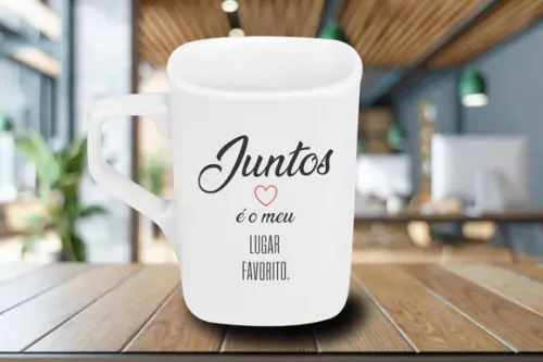 Caneca Quadrada Personalizada 160ml Porcelana - 50 Unidades