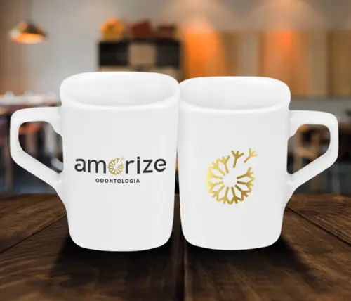 Caneca Quadrada Personalizada 160ml Porcelana - 50 Unidades