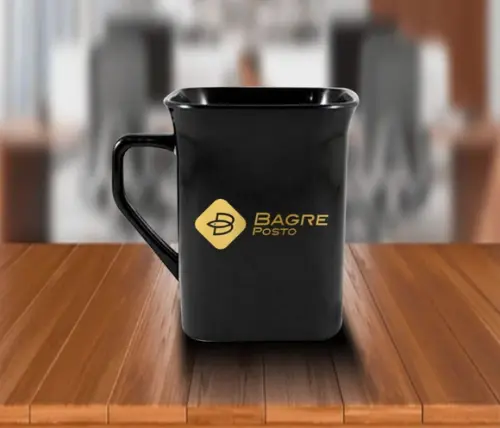Caneca Quadrada Preta Personalizada 160ml