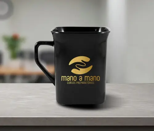 Caneca Quadrada Preta Personalizada 230ml