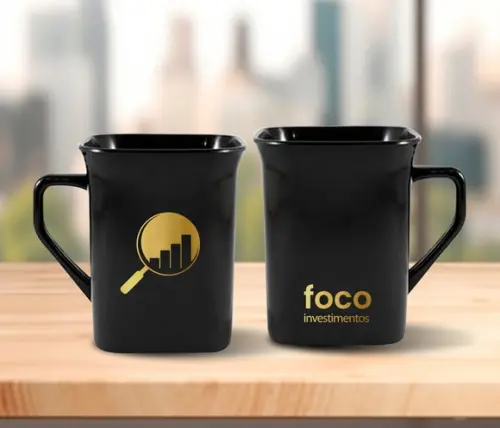 Caneca Quadrada Preta Personalizada 230ml