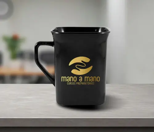 Caneca Quadrada Preta Personalizada 230ml - 48 Unidades