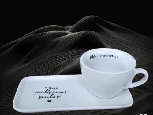 Kit Xicara com Pires Retangular 150ml Personalizado -12un