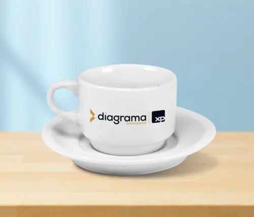 Xicara Personalizada Empilhável com Pires 170ml - 12 Unidade