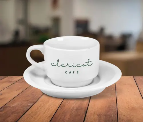 Xicara Personalizada Empilhável com Pires 170ml - 24 Unidade