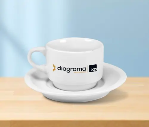 Xicara Personalizada Empilhável com Pires 170ml - 48 Unidade