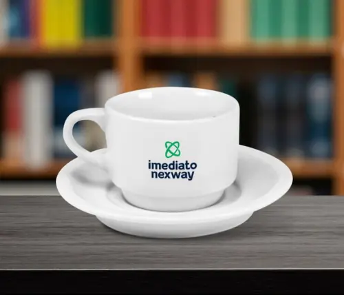 Xicara Personalizada Empilhável com Pires 170ml - 48 Unidade