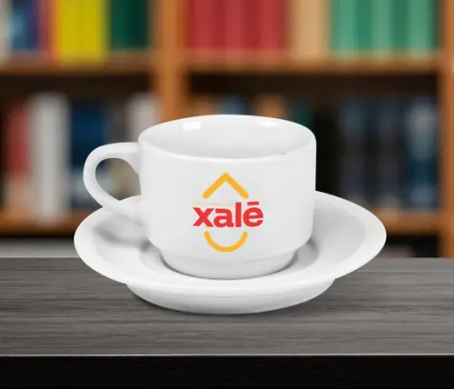 Xicara Personalizada Empilhável com Pires 170ml - 48 Unidade