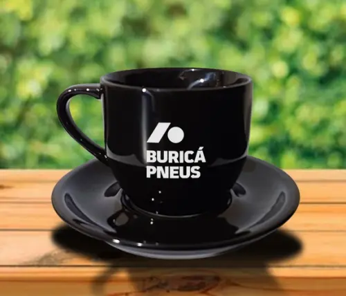 Xicara Preta Personalizada de Porcelana 170ml - 12 Unidades